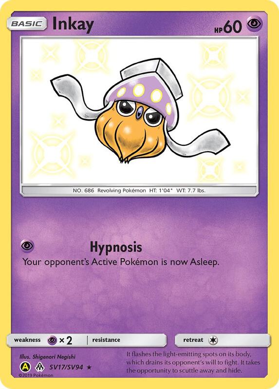 Inkay Pokemon card from Hidden Fates: Shiny Vault