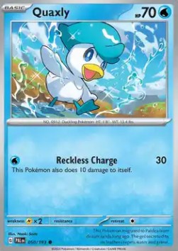 Quaxly Pokemon card from Paldea Evolved