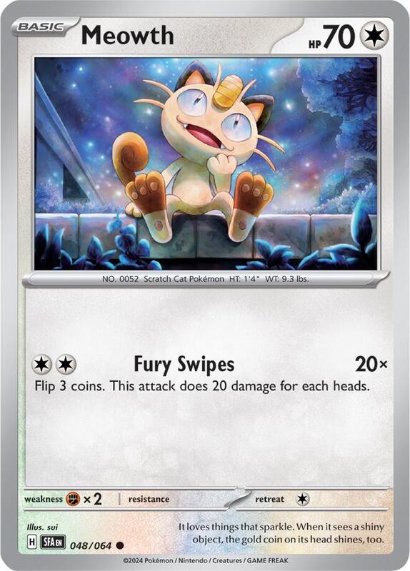 Meowth Pokemon card from SV: Shrouded Fable