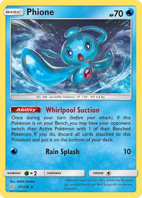 Phione Pokemon card from SM - Cosmic Eclipse
