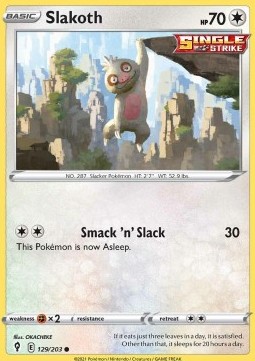 Slakoth Pokemon card from Evolving Skies