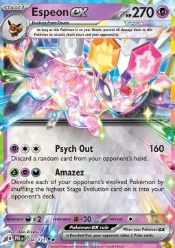 Espeon ex Pokemon card from Prismatic Evolutions