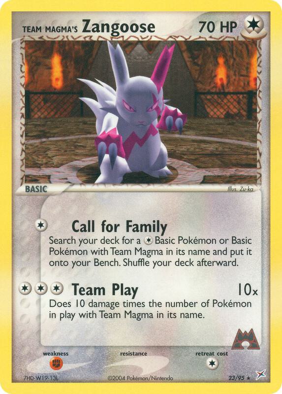 Team Magma's Zangoose Pokemon card from Team Magma vs Team Aqua