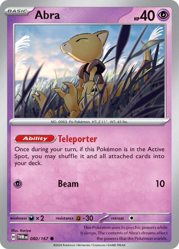 Abra Pokemon card from SV06: Twilight Masquerade
