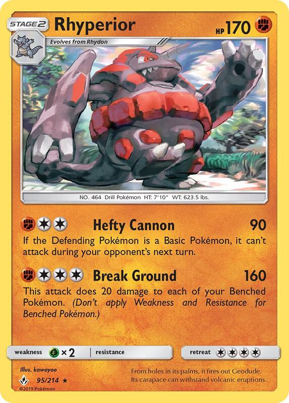 Rhyperior Pokemon card from SM - Unbroken Bonds