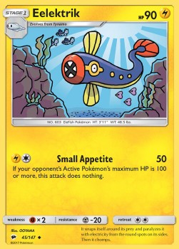 Eelektrik Pokemon card from Burning Shadows