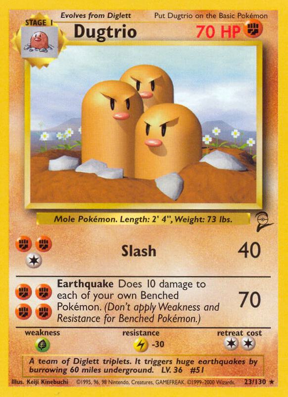Dugtrio Pokemon card from Base Set 2