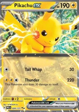 Pikachu ex Pokemon card from Prismatic Evolutions