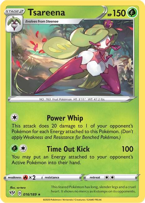 Tsareena Pokemon card from SWSH03: Darkness Ablaze