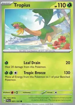 Tropius Pokemon card from Paldea Evolved