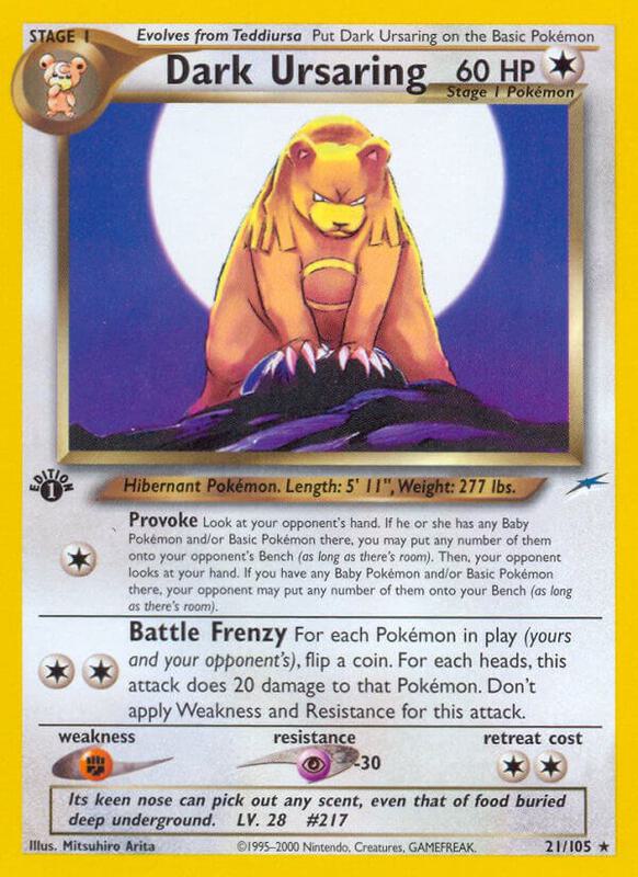 Dark Ursaring Pokemon card from Neo Destiny