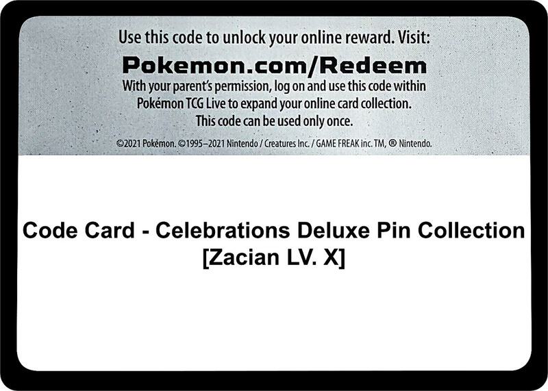 Code Card - Celebrations Deluxe Pin Collection [Zacian LV. X] Pokemon card from Celebrations
