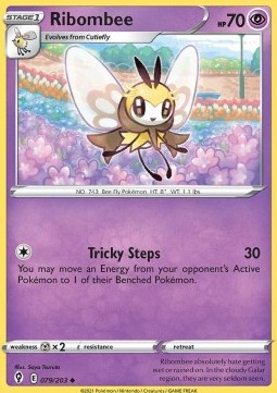 Ribombee Pokemon card from Evolving Skies