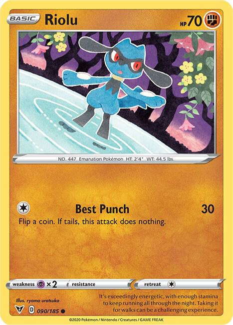 Riolu Pokemon card from SWSH04: Vivid Voltage