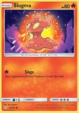 Slugma Pokemon card from Cosmic Eclipse