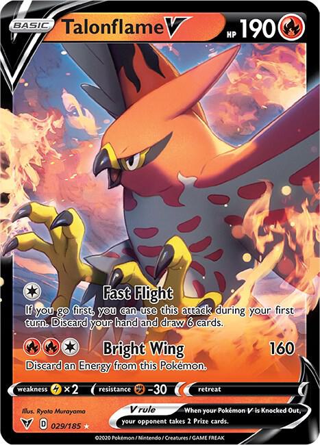 Talonflame V Pokemon card from SWSH04: Vivid Voltage