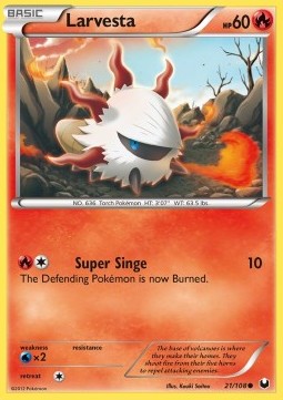 Larvesta Pokemon card from Dark Explorers