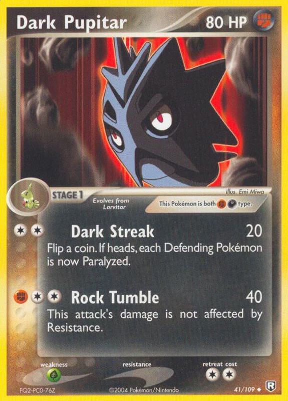 Dark Pupitar Pokemon card from Team Rocket Returns