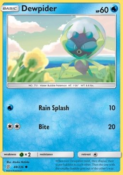 Dewpider Pokemon card from Unified Minds
