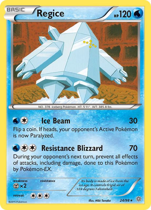 Regice Pokemon card from XY - Ancient Origins