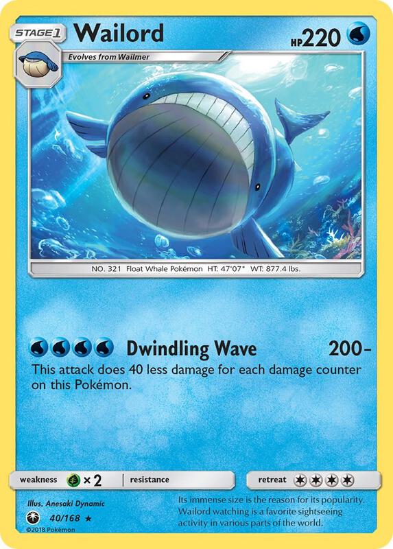 Wailord Pokemon card from SM - Celestial Storm