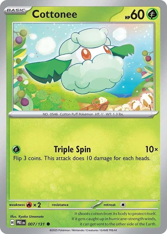 Cottonee Pokemon card from SV: Prismatic Evolutions