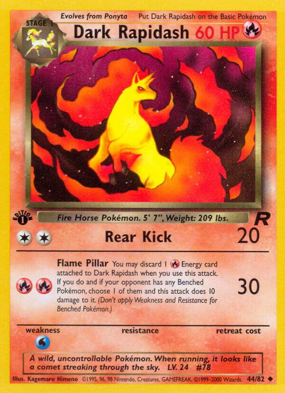 Dark Rapidash Pokemon card from Team Rocket