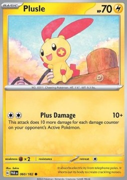 Plusle Pokemon card from Paradox Rift