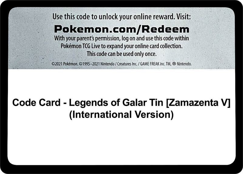 Code Card - Legends of Galar Tin [Zamazenta V] (International Version) Pokemon card from SWSH02: Rebel