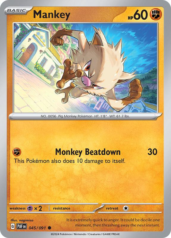 Mankey Pokemon card from SV: Paldean Fates