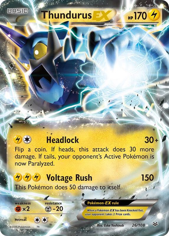 Thundurus EX Pokemon card from XY - Roaring Skies