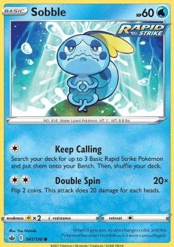 Sobble Pokemon card from Chilling Reign