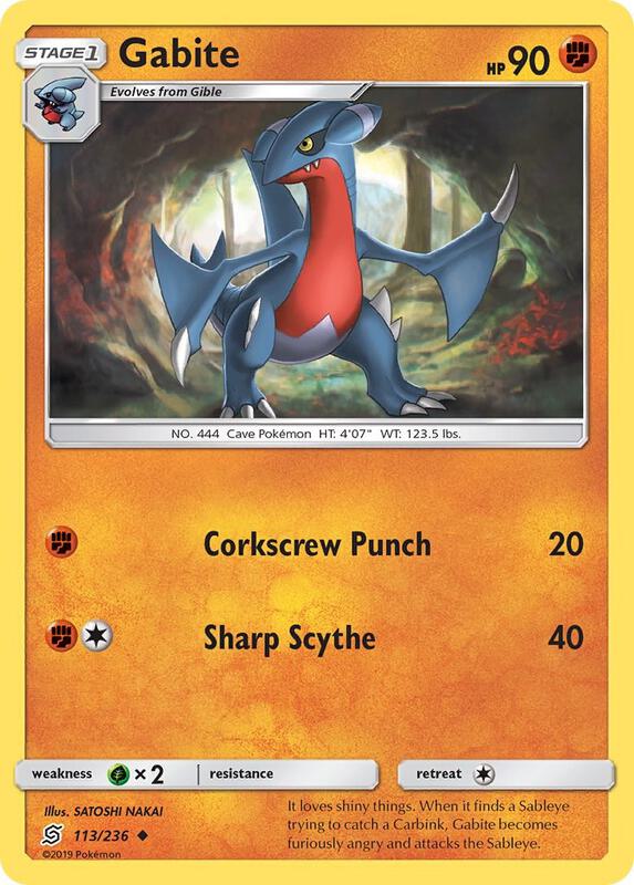 Gabite Pokemon card from SM - Unified Minds