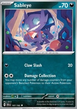 Sableye Pokemon card from Temporal Forces