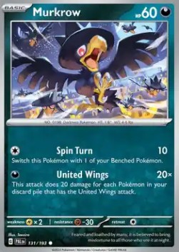 Murkrow Pokemon card from Paldea Evolved