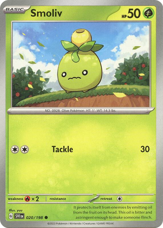 Smoliv Pokemon card from SV01: Scarlet & Violet Base Set