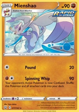 Mienshao Pokemon card from Battle Styles