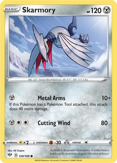 Skarmory Pokemon card from SWSH03: Darkness Ablaze