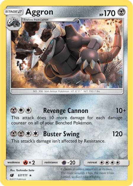 Aggron Pokemon card from SM - Crimson Invasion