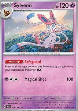 Sylveon Pokemon card from Prismatic Evolutions