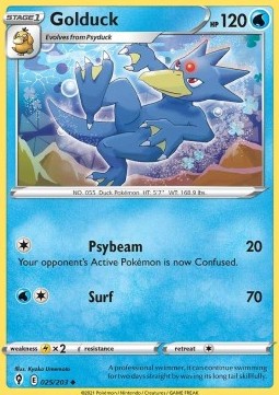Golduck Pokemon card from Evolving Skies