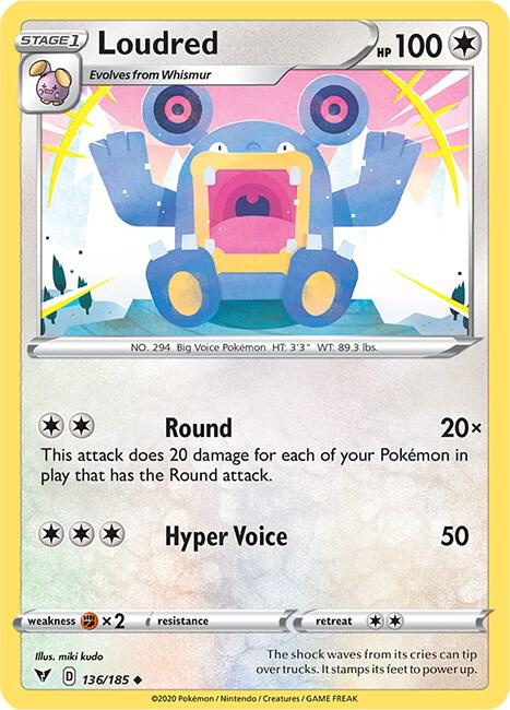 Loudred Pokemon card from SWSH04: Vivid