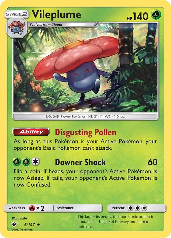 Vileplume Pokemon card from SM - Burning Shadows