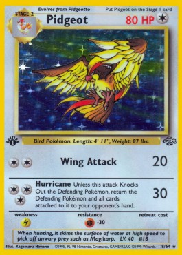 Pidgeot Pokemon card from Jungle