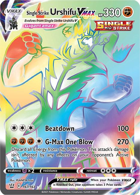Single Strike Urshifu VMAX (Secret) Pokemon card from SWSH05: Battle