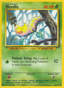 Weedle Pokemon card from Base Set