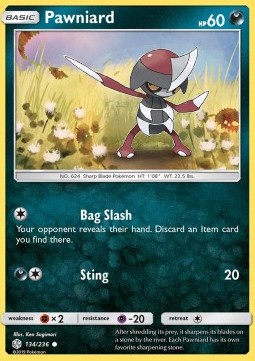 Pawniard Pokemon card from Cosmic Eclipse