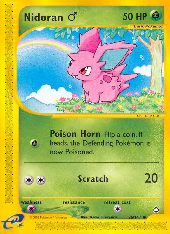Nidoran M Pokemon card from Aquapolis