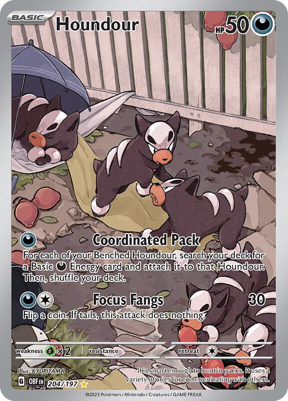 Houndour Pokemon card from SV03: Obsidian Flames