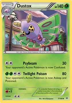Dustox Pokemon card from Roaring Skies